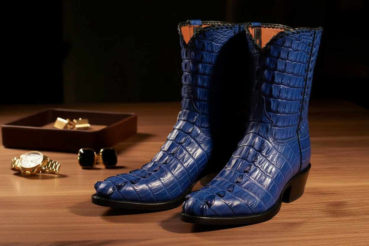 Royal Blue Alligator Shorty Boots