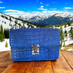 Blue Hornback Alligator Chain Handbag