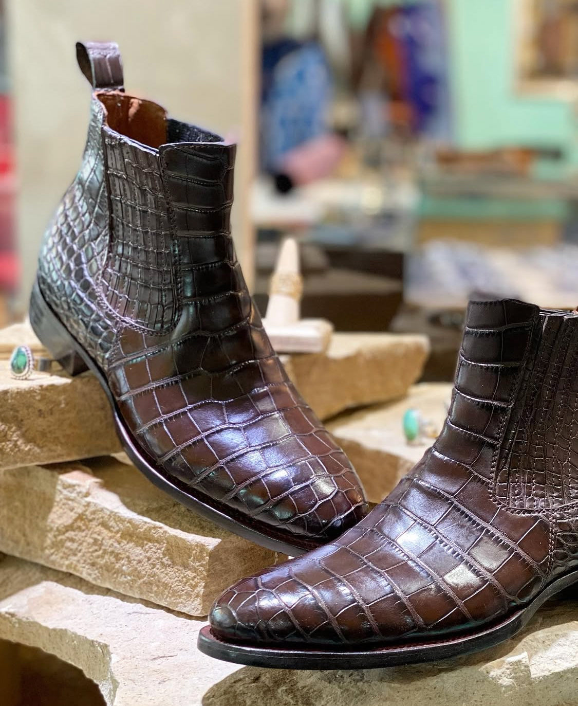 Chocolate "Chelsea" Alligator Boots