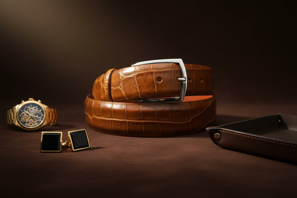 Matte/Soft Alligator Belt Strap With Complementary Buckle