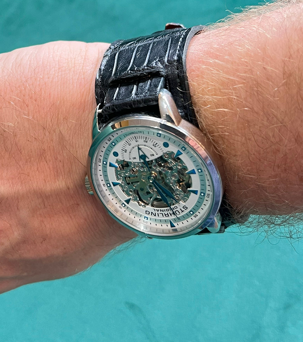 Black Matte Alligator Cuff Watch Strap