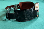Black Matte Alligator Cuff Watch Strap