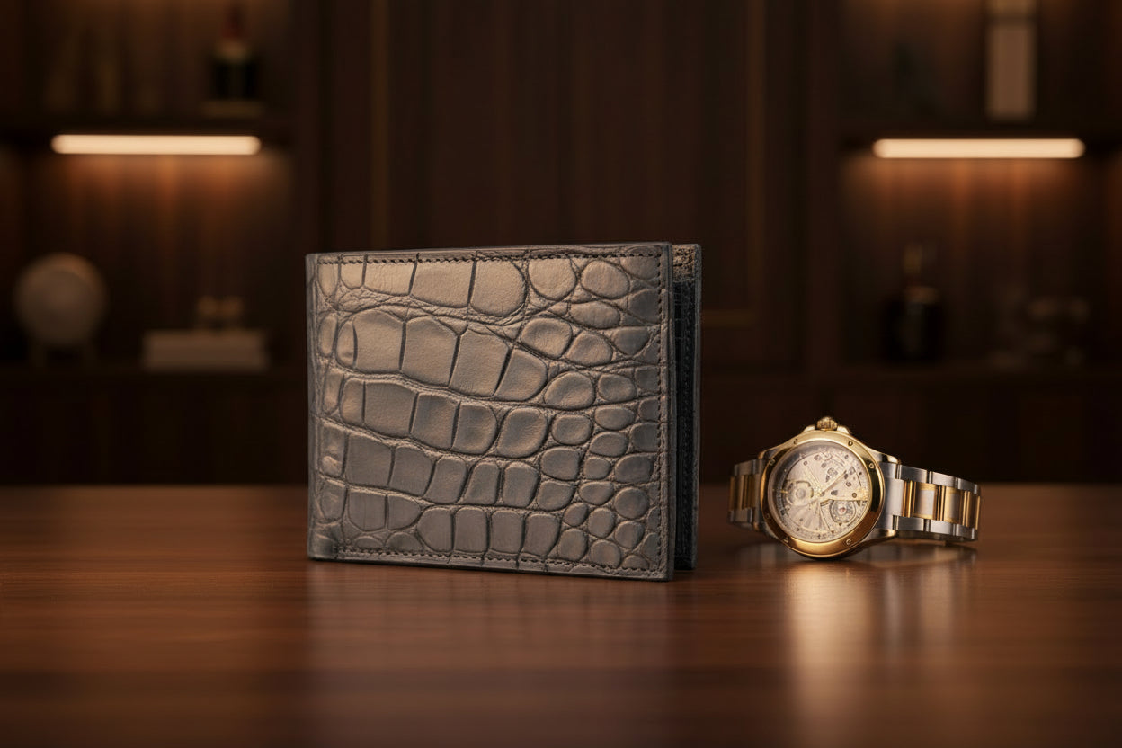 Black Matte “President” Full Alligator Wallet