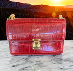 Red Alligator Chain Handbag