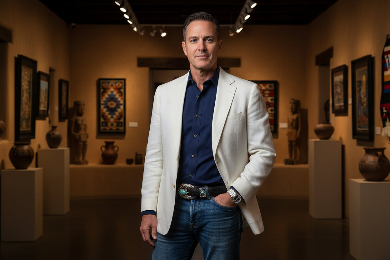 "Sedona" Sterling Silver and Turquoise Buckle Set with Alligator Belt