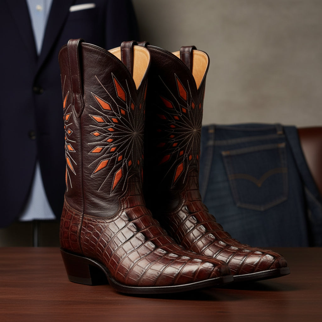 Starburst Hornback Alligator Cowboy Boots