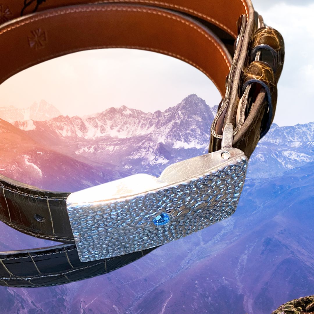 “Sterling Stingray with Topaz” Silver Buckle