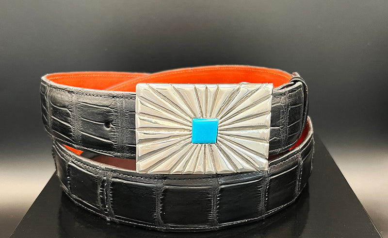 "Turquoise Sun" Sterling Silver Belt Buckle