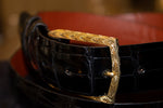 Solid 18k Gold Engraved Buckle with Alligator Belt