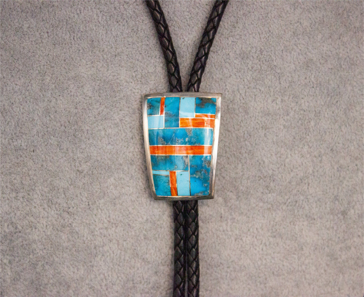 Turquoise Inlaid Stone Bolo Tie