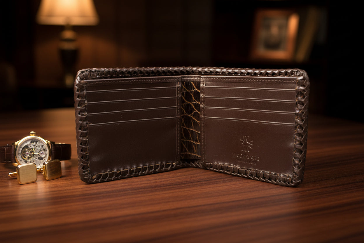 Chocolate Hand Braided Alligator Wallet