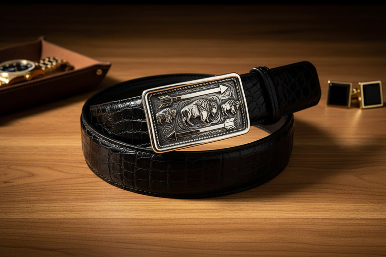 Vogt "Bozeman" Bison Carving Sterling Silver Buckle