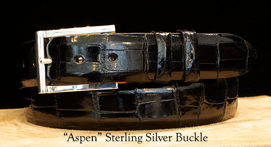 Black Alligator Dress Belt