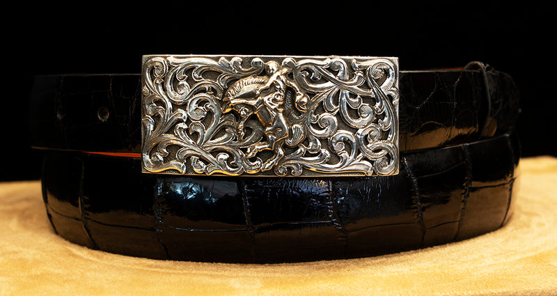 Bohlin "Bucking Horse" Sterling Silver Buckle with Scrolls