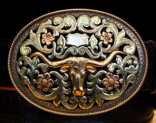 Bohlin "Steer" 3 Color Gold Buckle