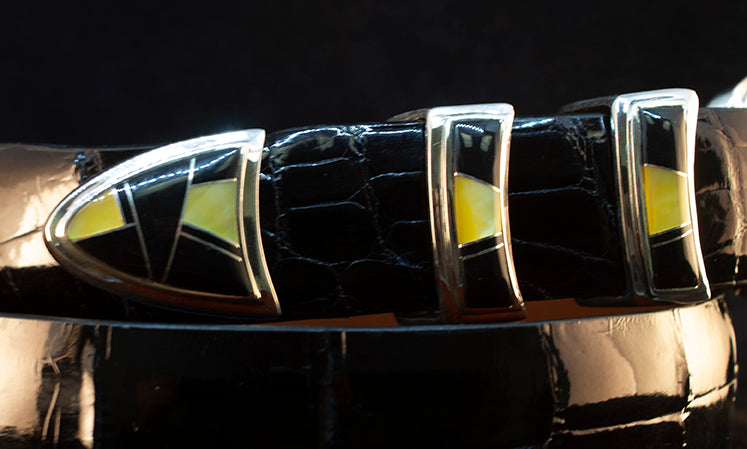 BG Mudd "Boulder Creek" 4 Piece Sterling Silver and Stone Inlay With Alligator Belt