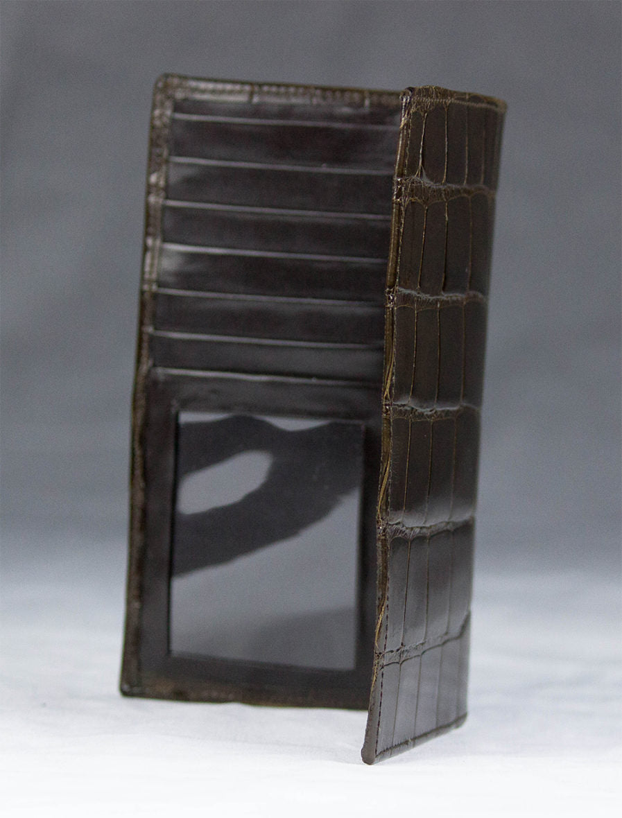 Chocolate Alligator Checkbook Wallet