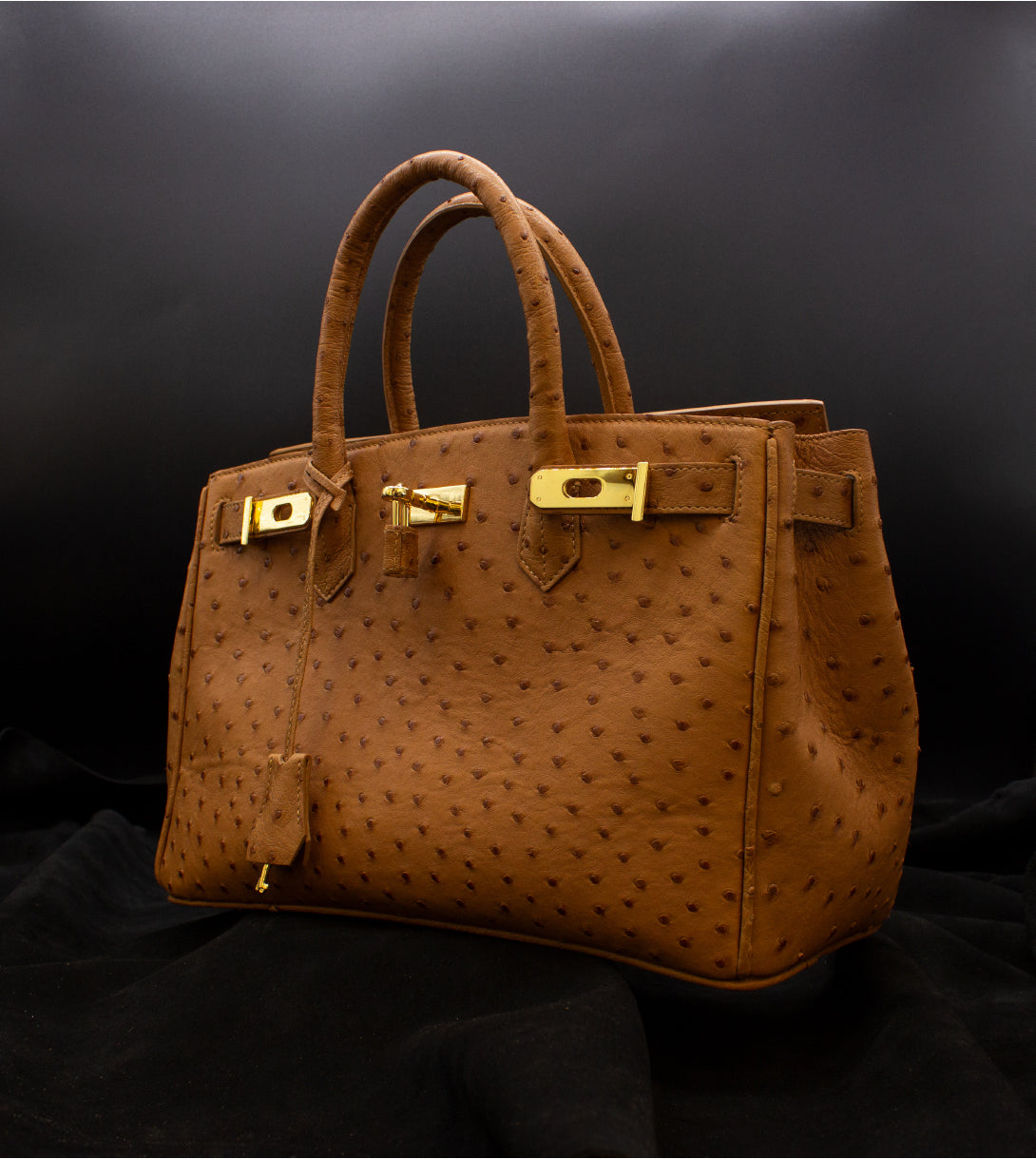 Saddle Tan Ostrich Handbag