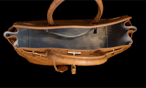 Saddle Tan Ostrich Handbag
