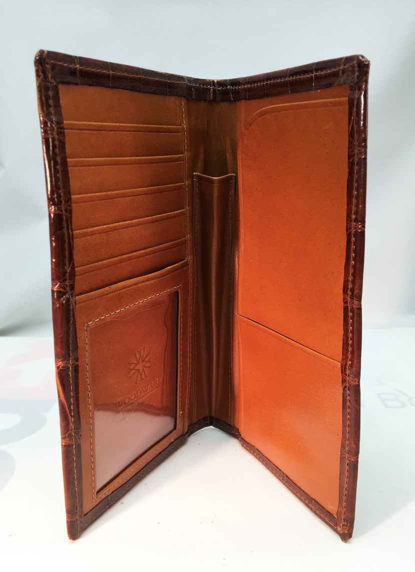 Cognac Alligator Checkbook Wallet