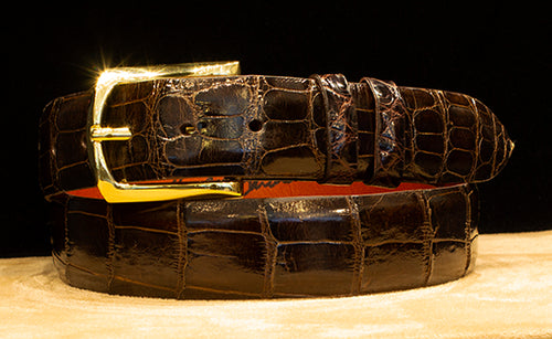 Chocolate Alligator Dress Belt