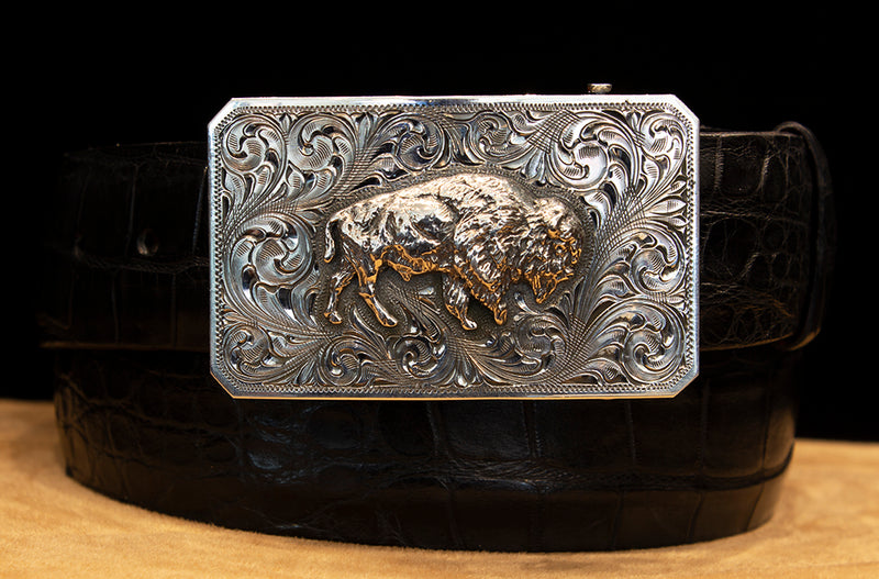 Clint Orms American Bison Silver Buckle JohnAllenWoodward