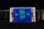 BG Mudd "Colorado Springs" Sterling Silver and Stone Inlay Belt Buckle