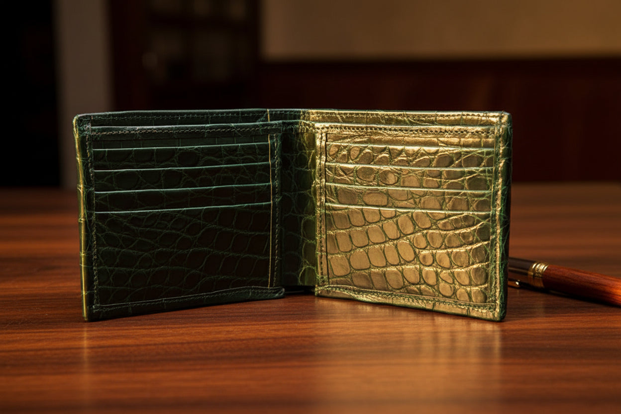 Green Glazed “President” Full Alligator Wallet