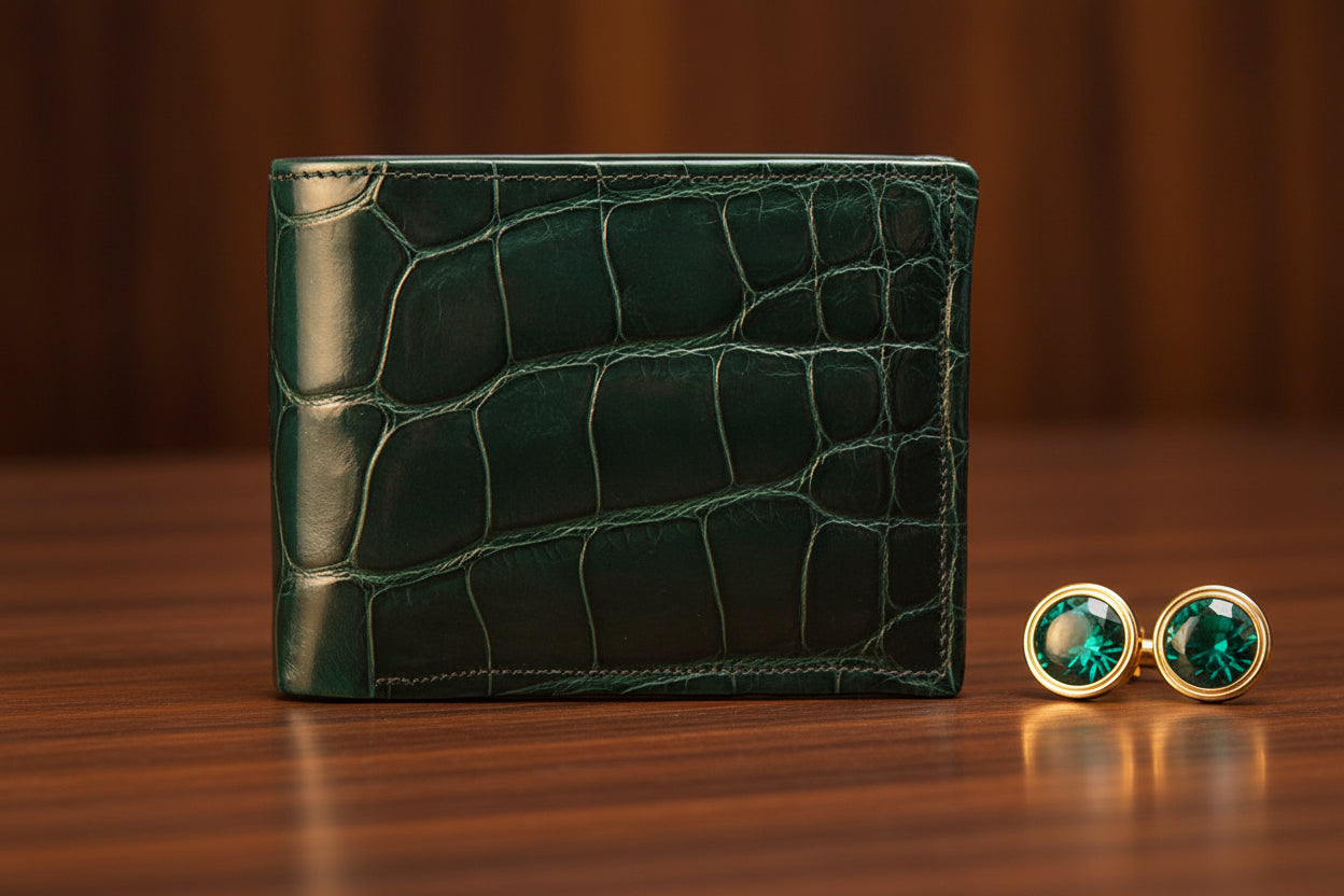Green Glazed “President” Full Alligator Wallet