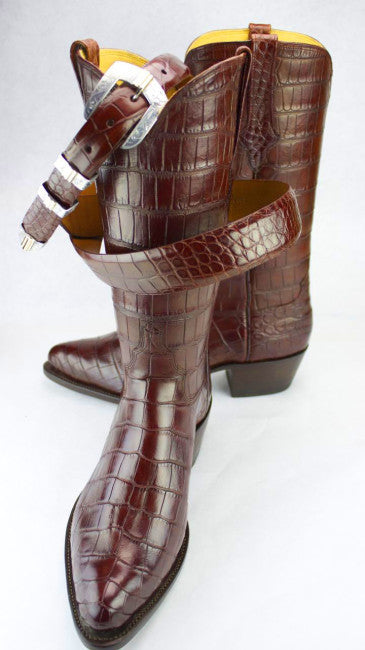Mahogany Full American Alligator Boots