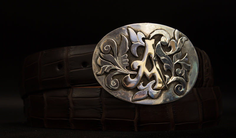 Handmade Leather Stone Dial Belt Buckle