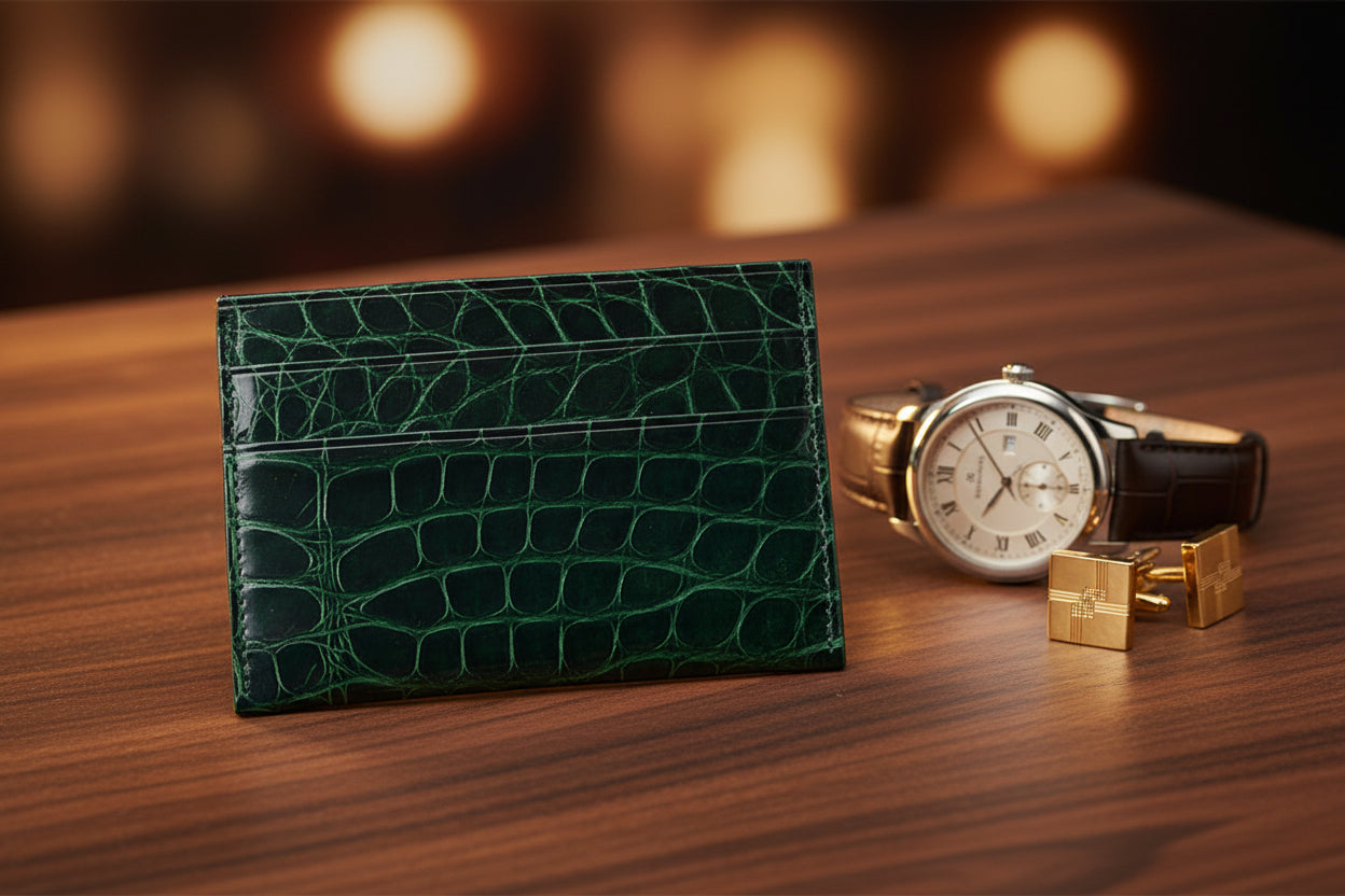 Green Alligator Card Holder