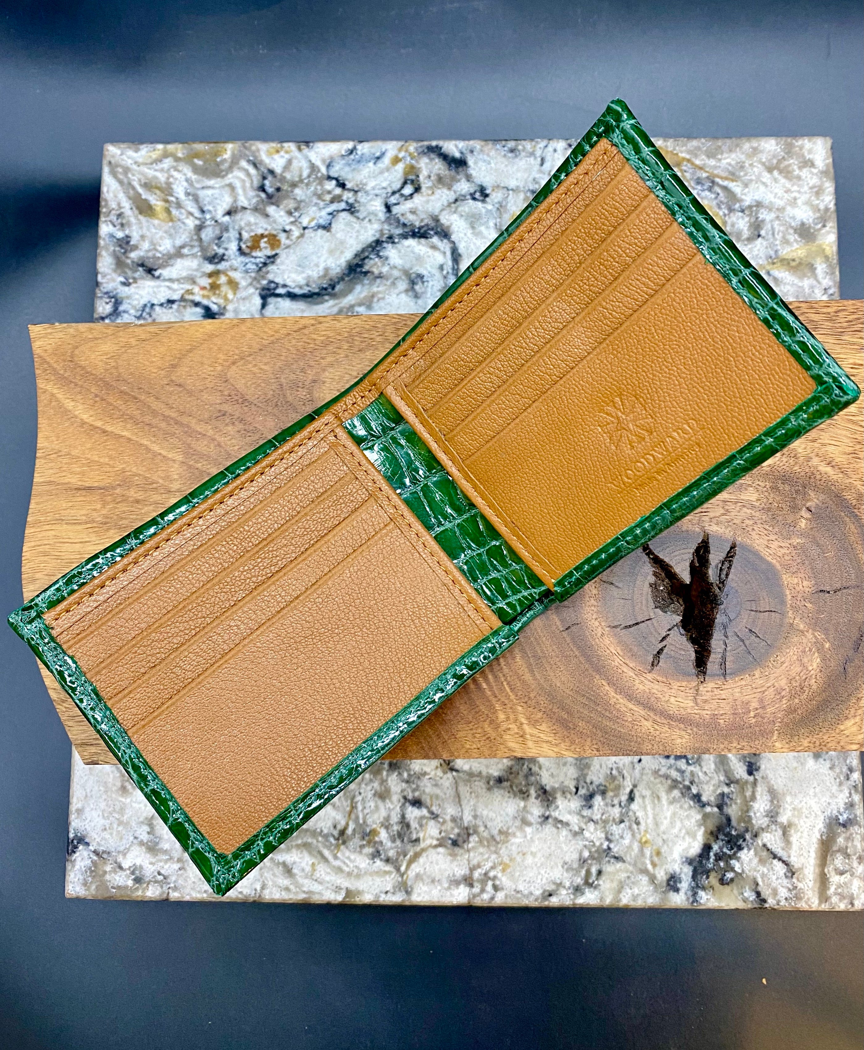 Green Glazed “Classic” Alligator Wallet