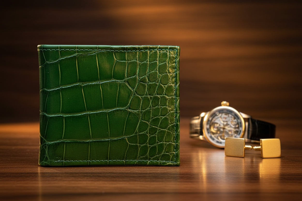 Green Glazed “Classic” Alligator Wallet