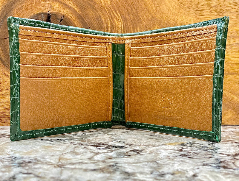 Green Glazed “Classic” Alligator Wallet