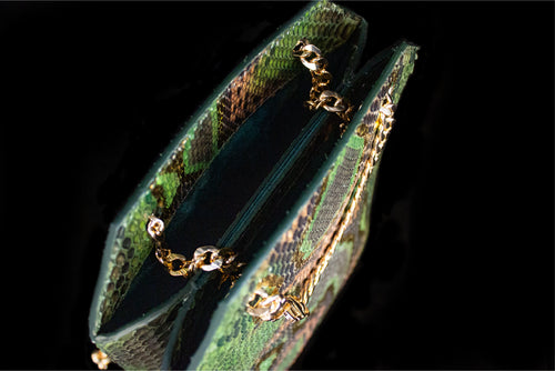 Green and Metallic Gold Python Medium Crossbody