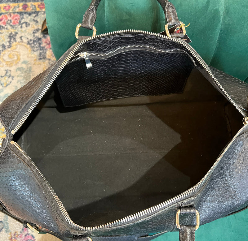Black Genuine Python Duffel Bag
