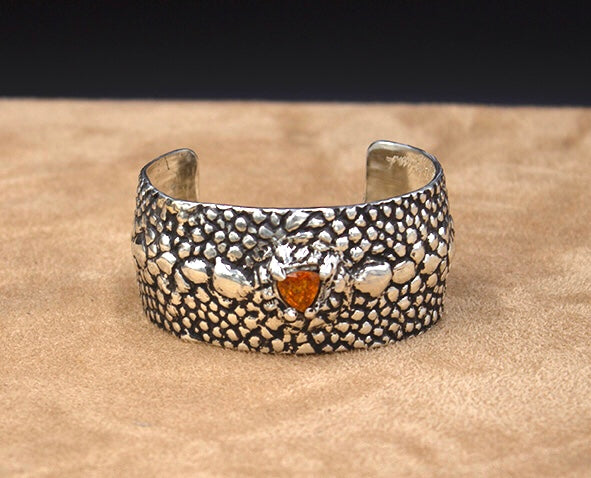Sterling Silver Stingray Cuff with Spessartine Garnet