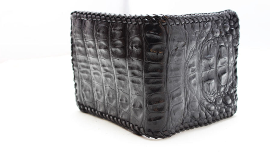 Black Hornback “President” Full Alligator Wallet with Red Alligator Interior