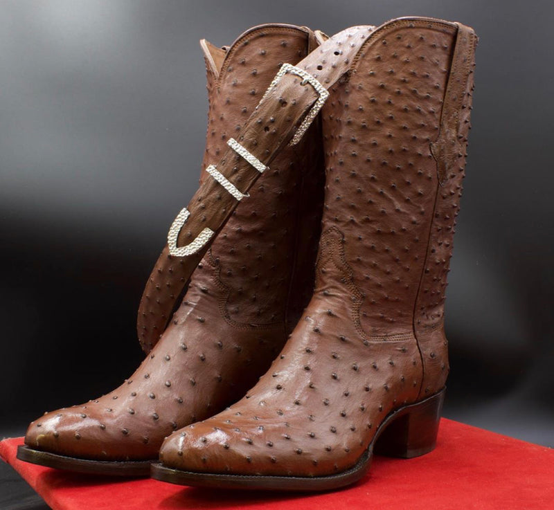 Full Quill Chocolate Ostrich Cowboy Boots – JohnAllenWoodward
