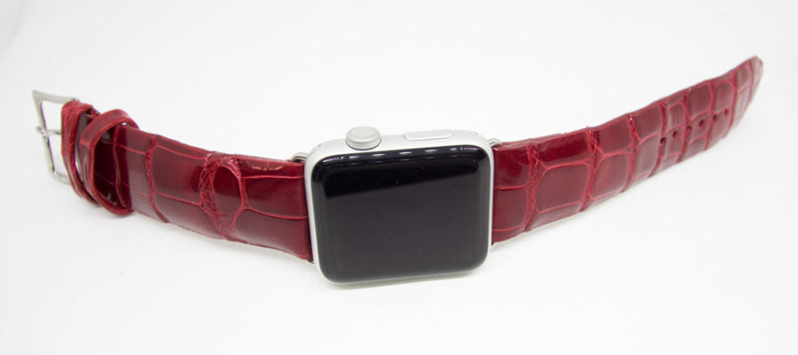 Red Glazed Alligator Watch Strap
