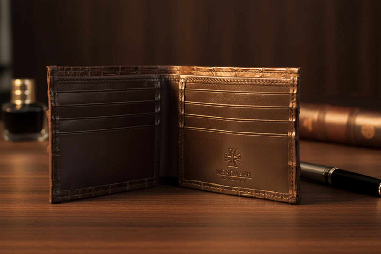 Classic Brown Hornback Alligator Tail Wallet