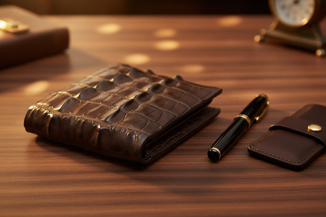 Classic Brown Hornback Alligator Tail Wallet