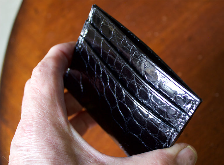 Black Glazed American Alligator Card Holder