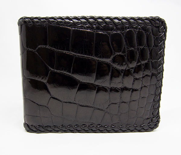 Black Hand Braided Full Alligator Wallet