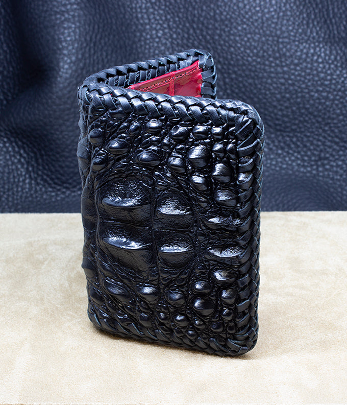 e*t様 Lounge Lizard double zip leather bl Black lizard wallet | Cuadra