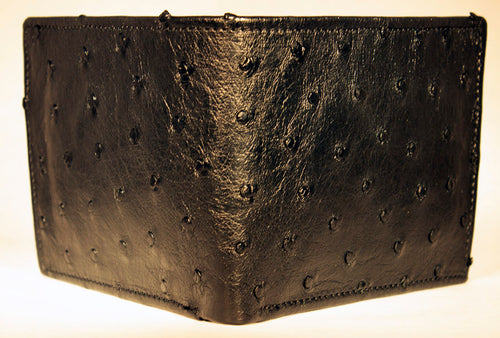Black and Brandy "President" Full Ostrich Wallet