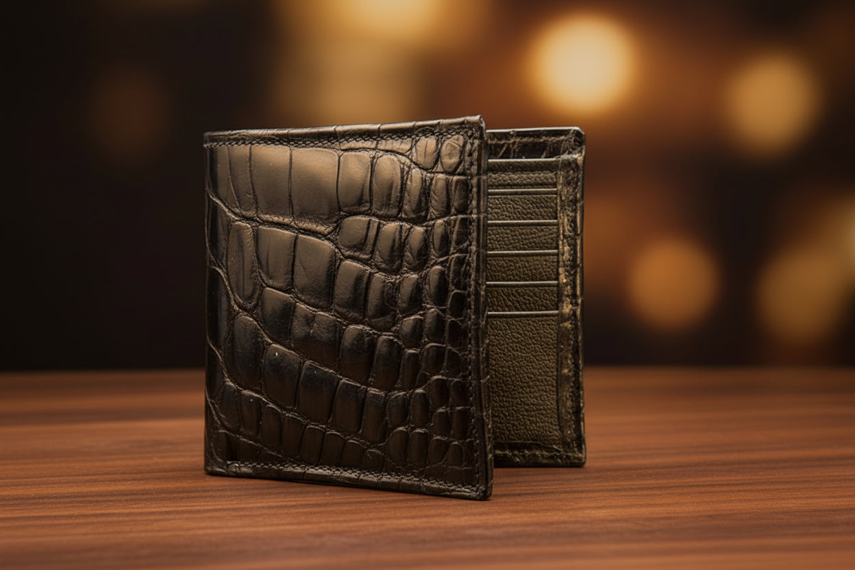Black Glazed “CEO” Alligator Wallet