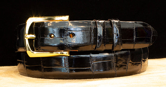 Black Alligator Dress Belt