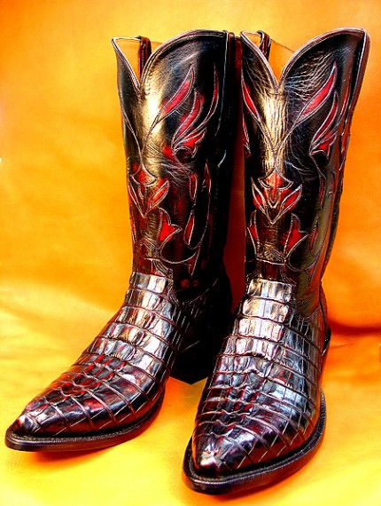Black Cherry American Alligator Tail Boots